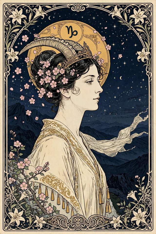 Your Personal Star Book cover — Mucha Goddess Capricorn edition