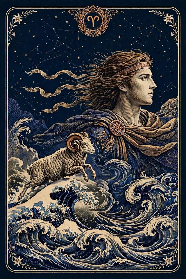 Your Personal Star Book cover — Mucha Male Aries edition