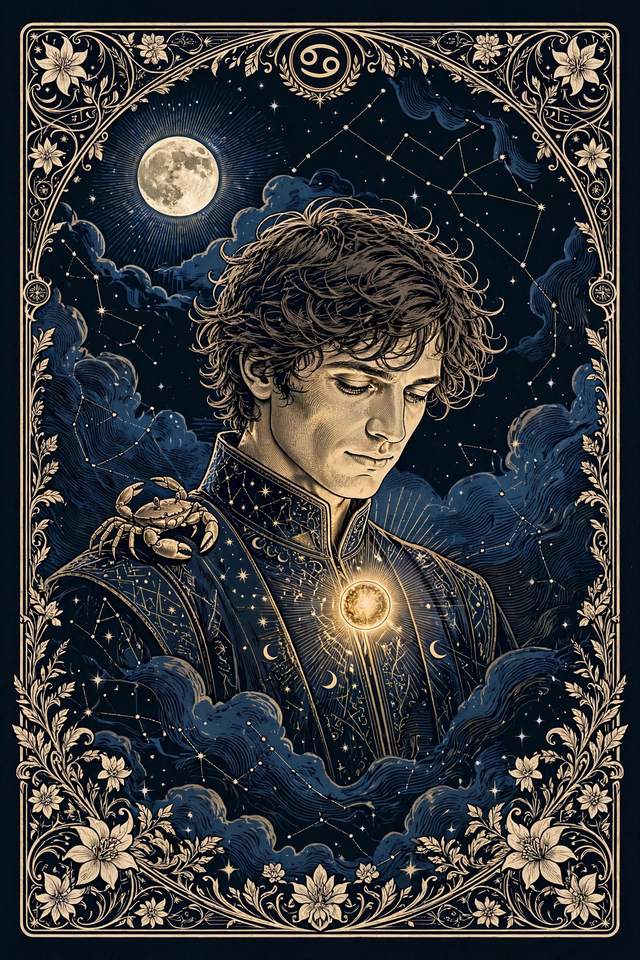 Your Personal Star Book cover — Mucha Male Cancer edition